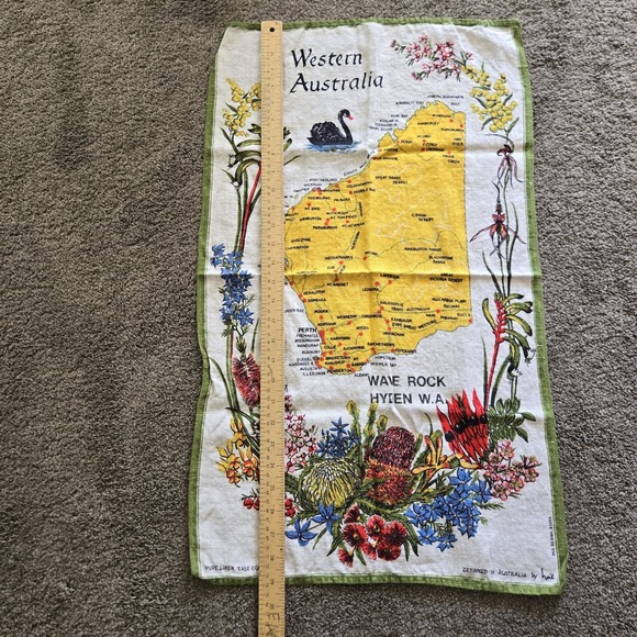 MAP of WESTERN AUSTRALIA LINEN/COTTON TEA TOWEL SOUVENIR - DESIGNED by‎ HEIL - Picture 6 of 7